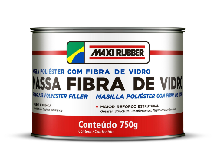 MASSA POLIESTER COM FIBRA DE VIDRO MAXI RUBBER - 750GR