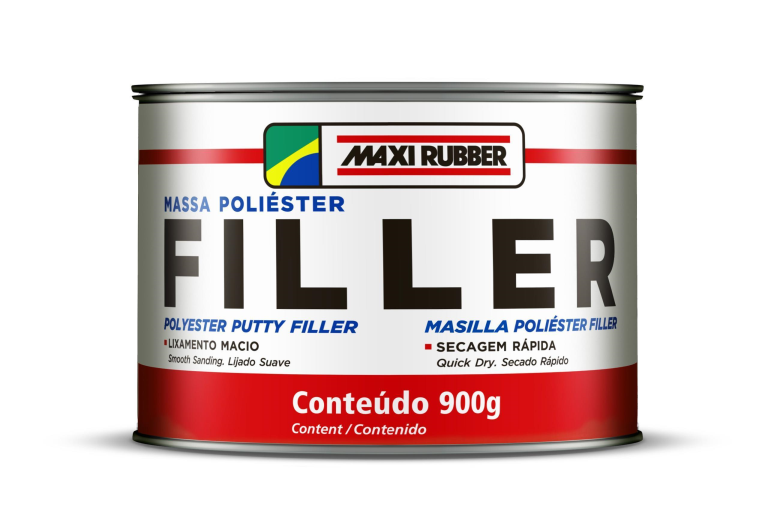 MASSA POLIESTER FILLER MAXI RUBBER - 900GR
