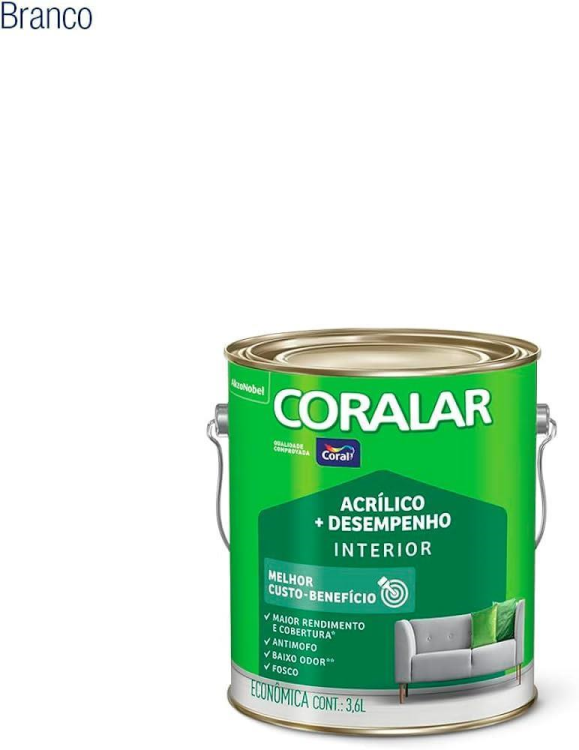 CORALAR BRANCO ACRILICO FOSCO  CO2 - GALAO 3,6L