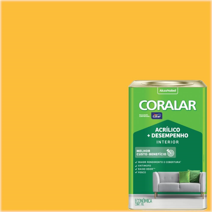 CORALAR AMARELO FREVO ACRILICO FOSCO CO2 - LATA 18L