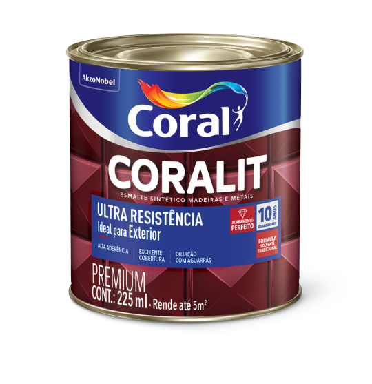 ESMALTE SINTETICO FOSCO PRETO  CORALIT - 225ML