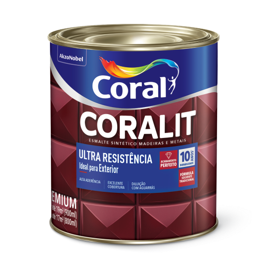 ESMALTE SINTETICO FOSCO PRETO CORALIT - 900ML