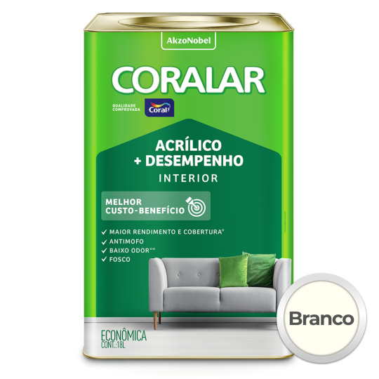 CORALAR BRANCO ACRILICO FOSCO CO2 - LATA 18L